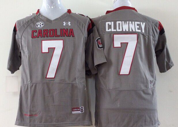 Men South Carolina Gamecocks #7 Clowney Grey Elite 2025 NCAA Jersey